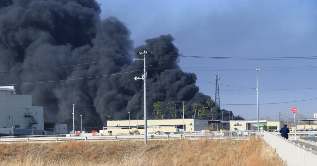 工場火災の写真