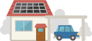 V2H_住宅の太陽光と自家用車のイメージ