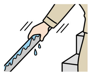 濡れた手すり