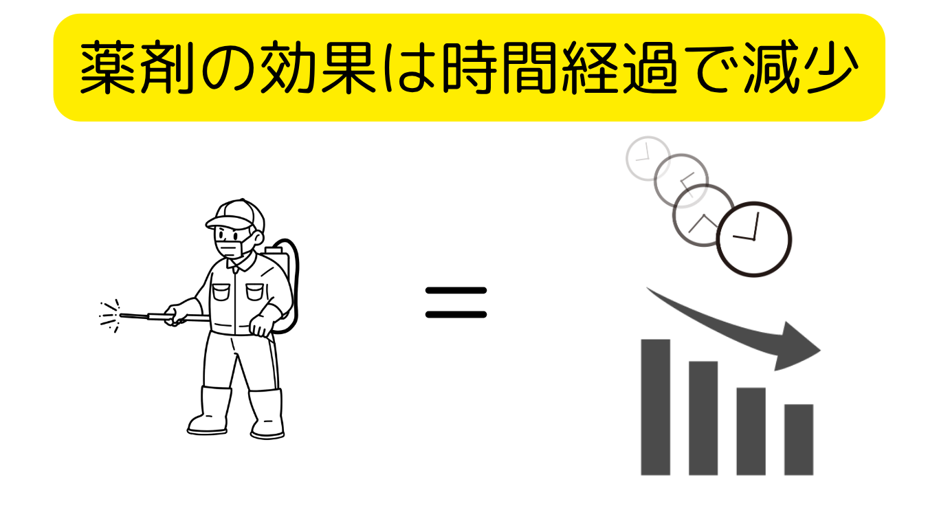 防蟻薬剤は時間経過で減少
