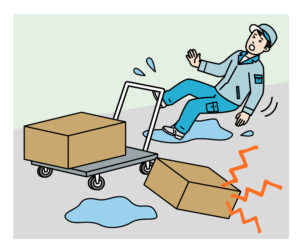 水たまりで滑っている人