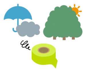 蓄光テープと天気や木などの周囲環境